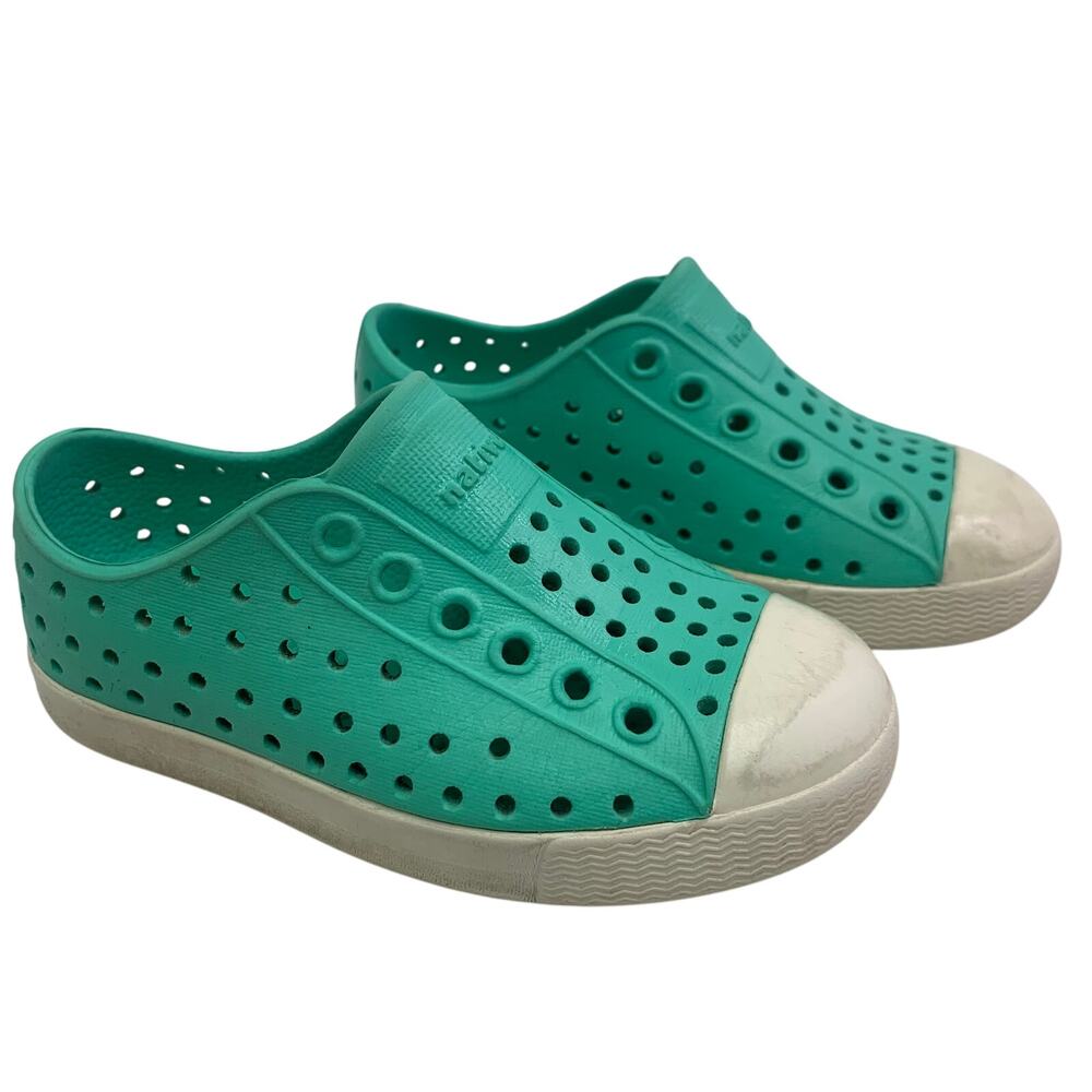 Native Jefferson Childrens 7 Turquoise Water Shoes Sneakers Rubber Beach Outdoor